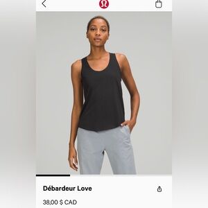 Lululemon Love tank top pleated Size 4 black